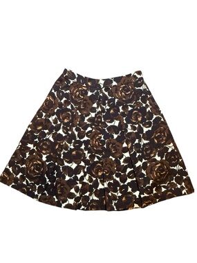 Beth Bowley Brown and Black Pleated Floral Circle Skirt Size Small
